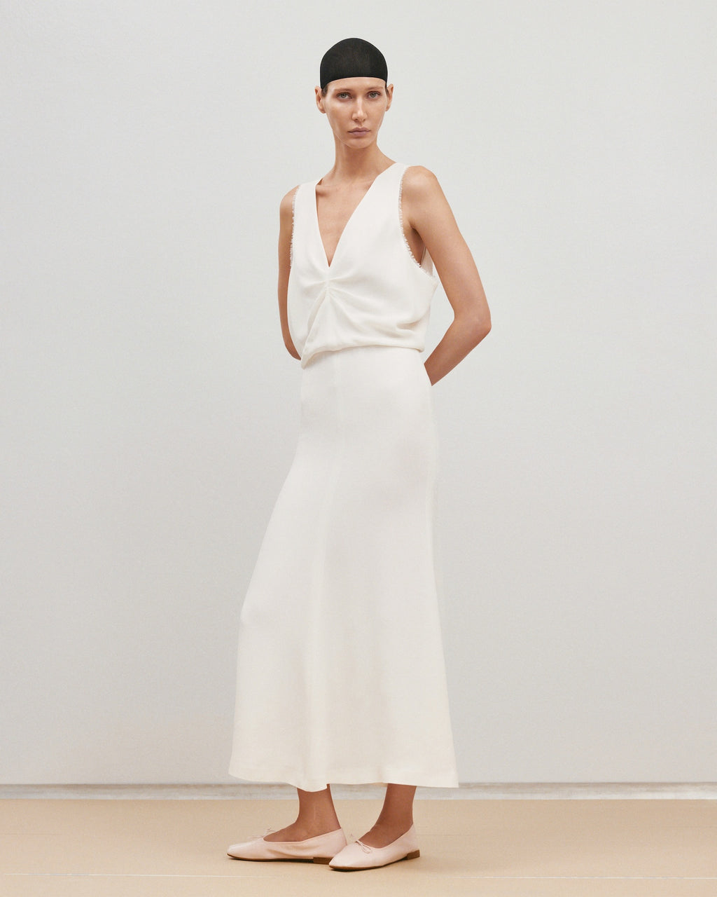 White midi dress