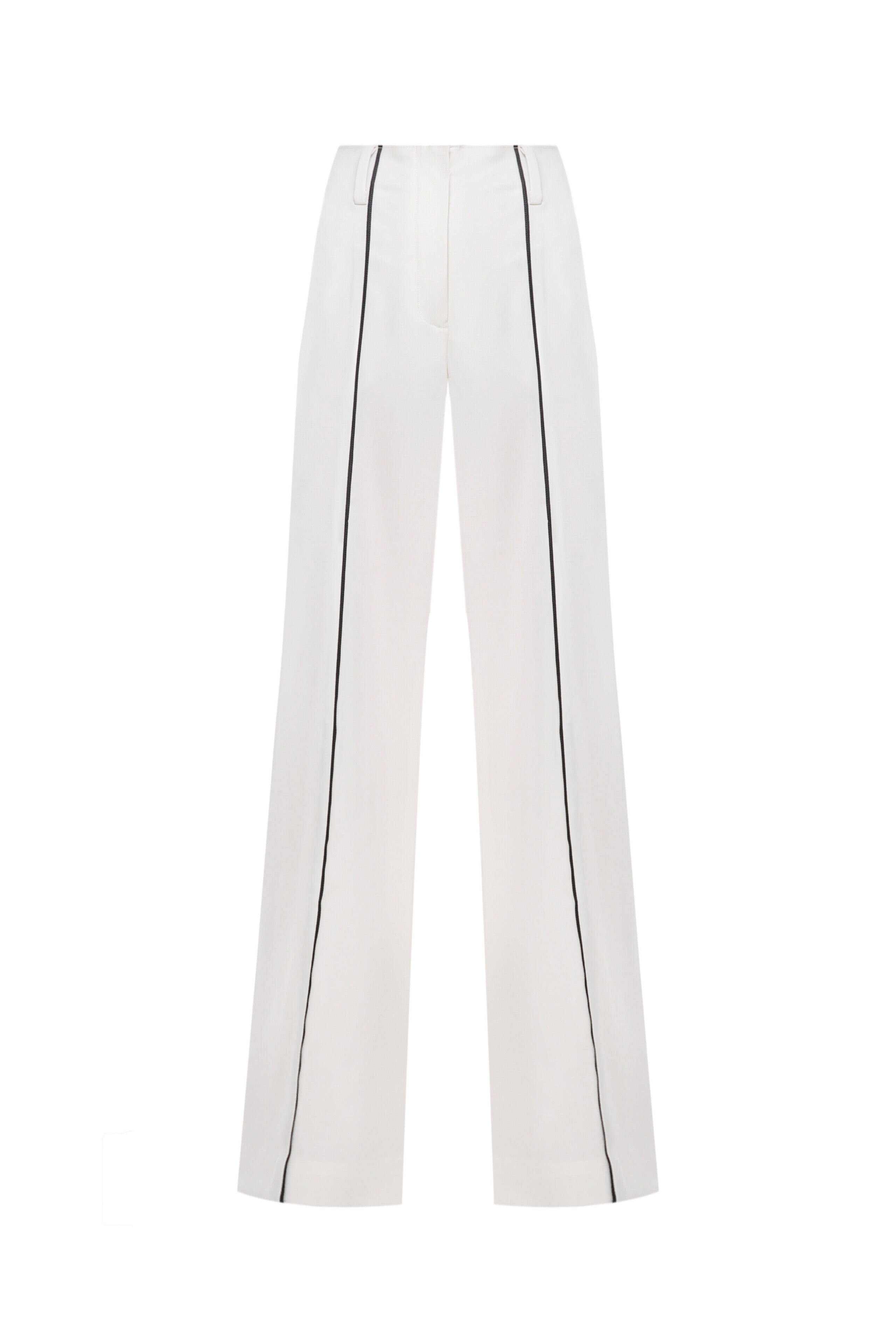 White trousers with black piping