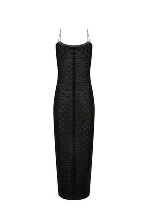 Black patterned knit dress