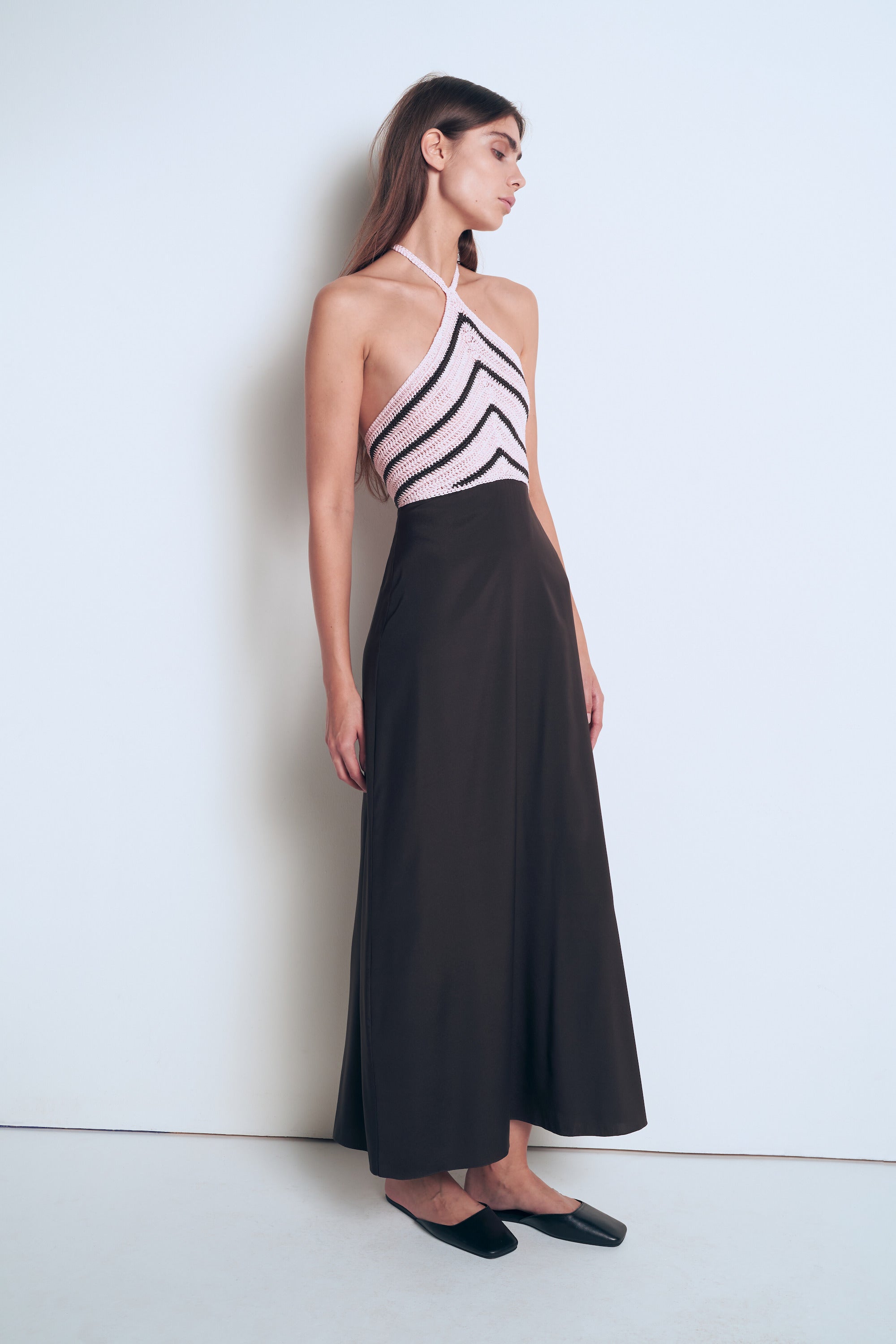 Dress with knitted top