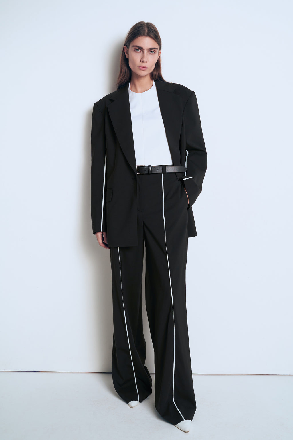 Black jacket with white piping