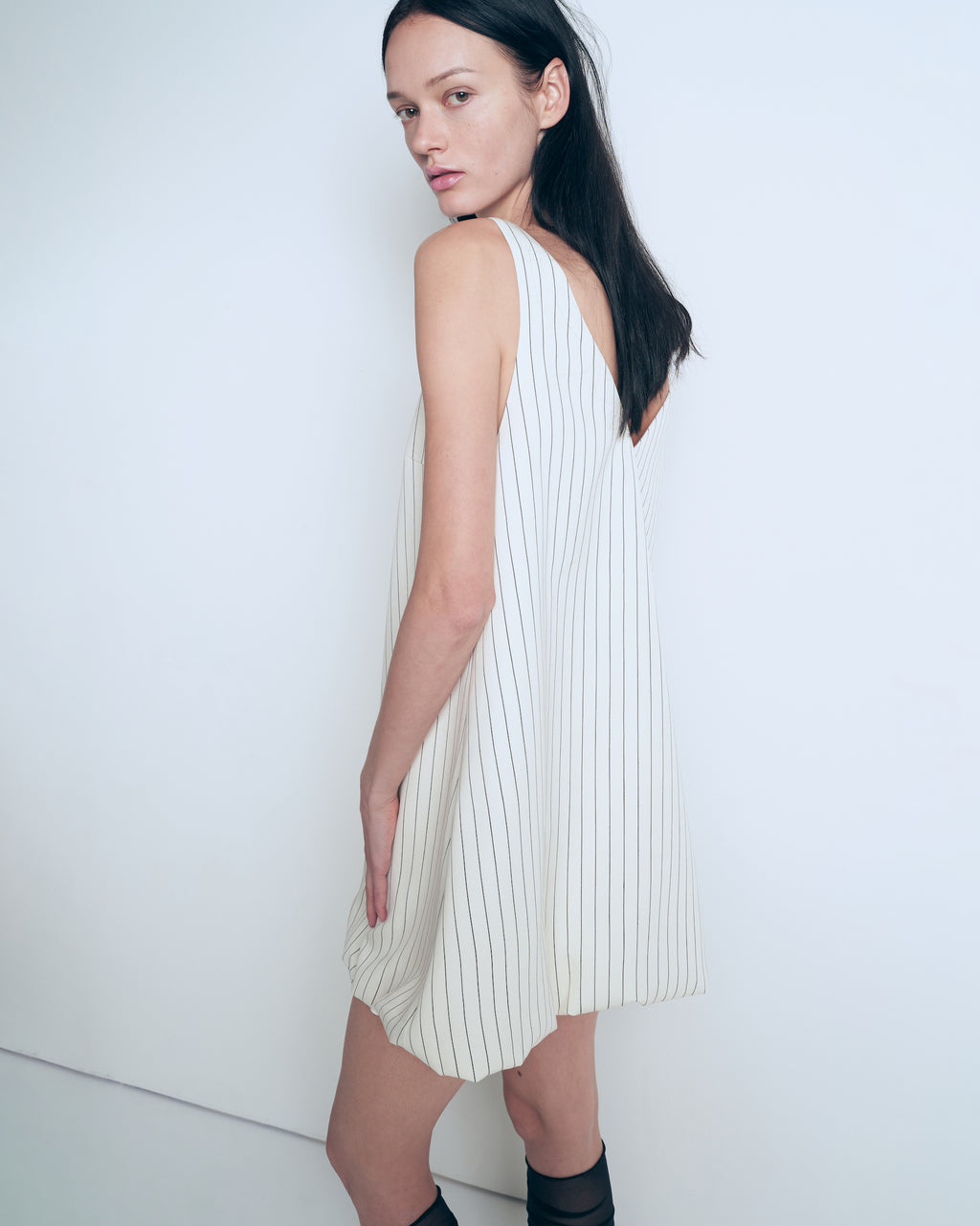 Short striped balloon dress