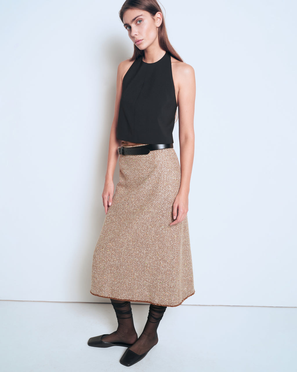 Open cut midi skirt
