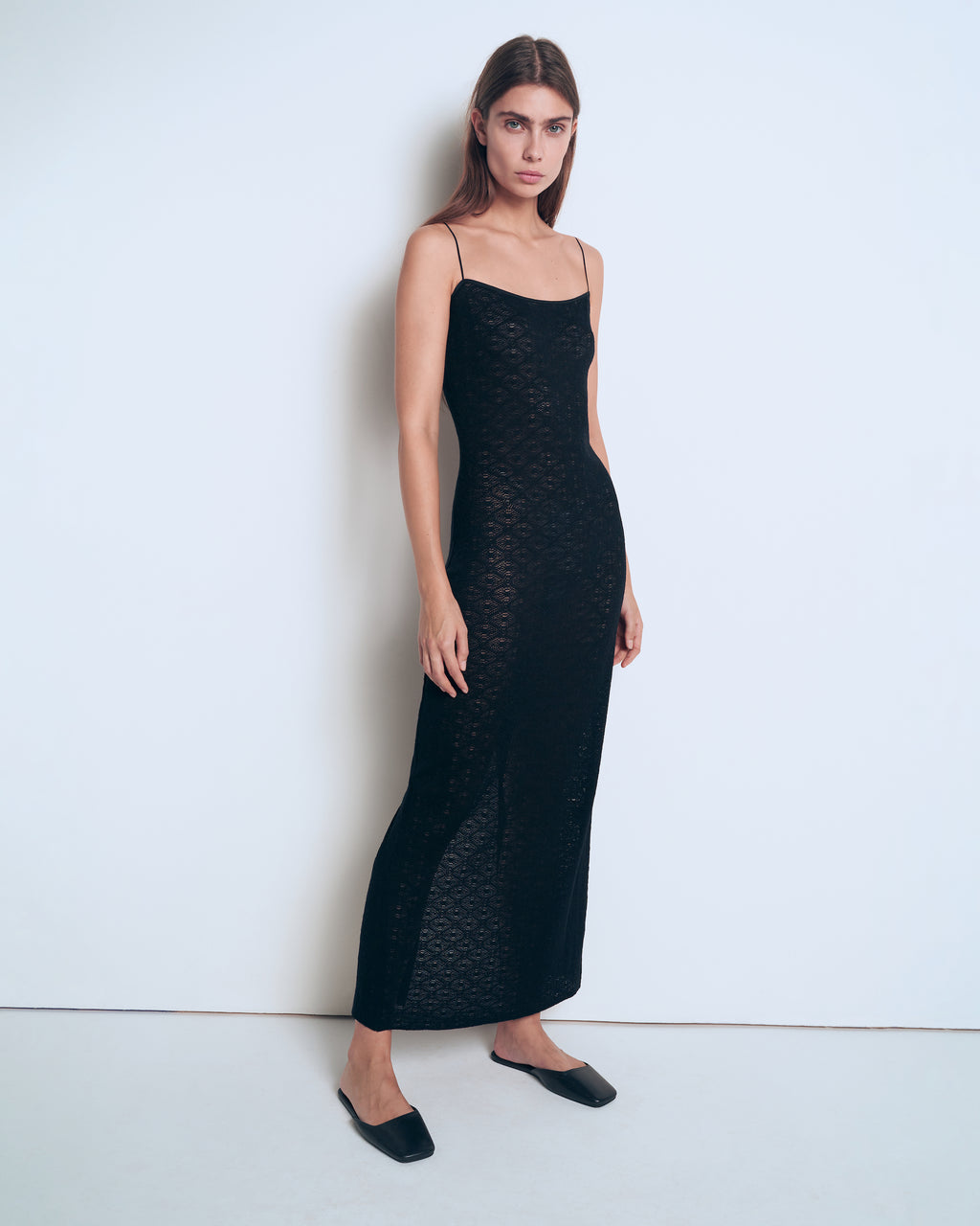 Black patterned knit dress