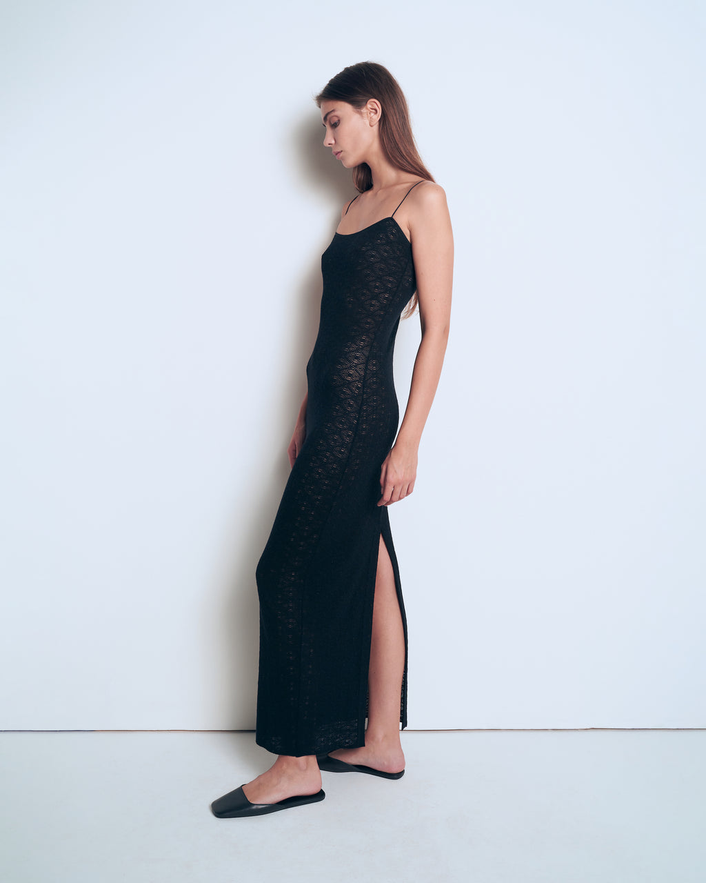 Black patterned knit dress