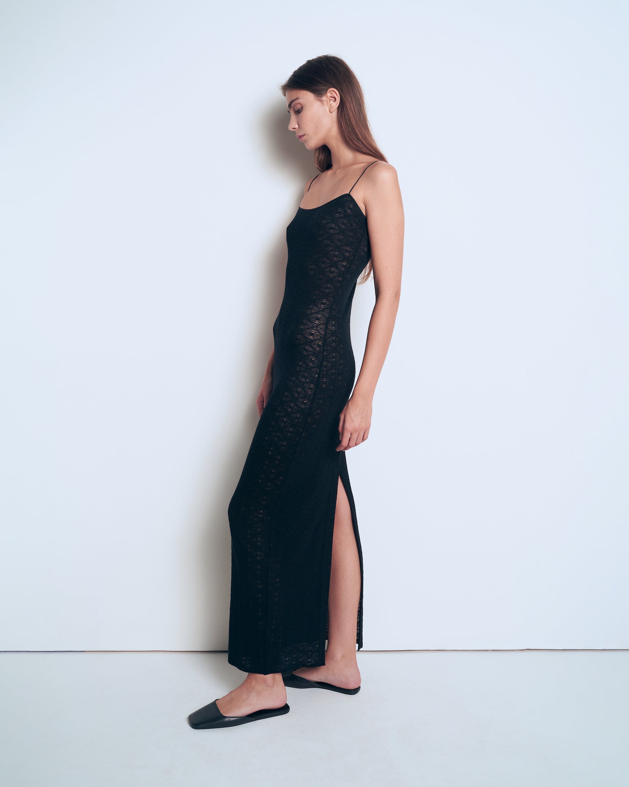 Black patterned knit dress