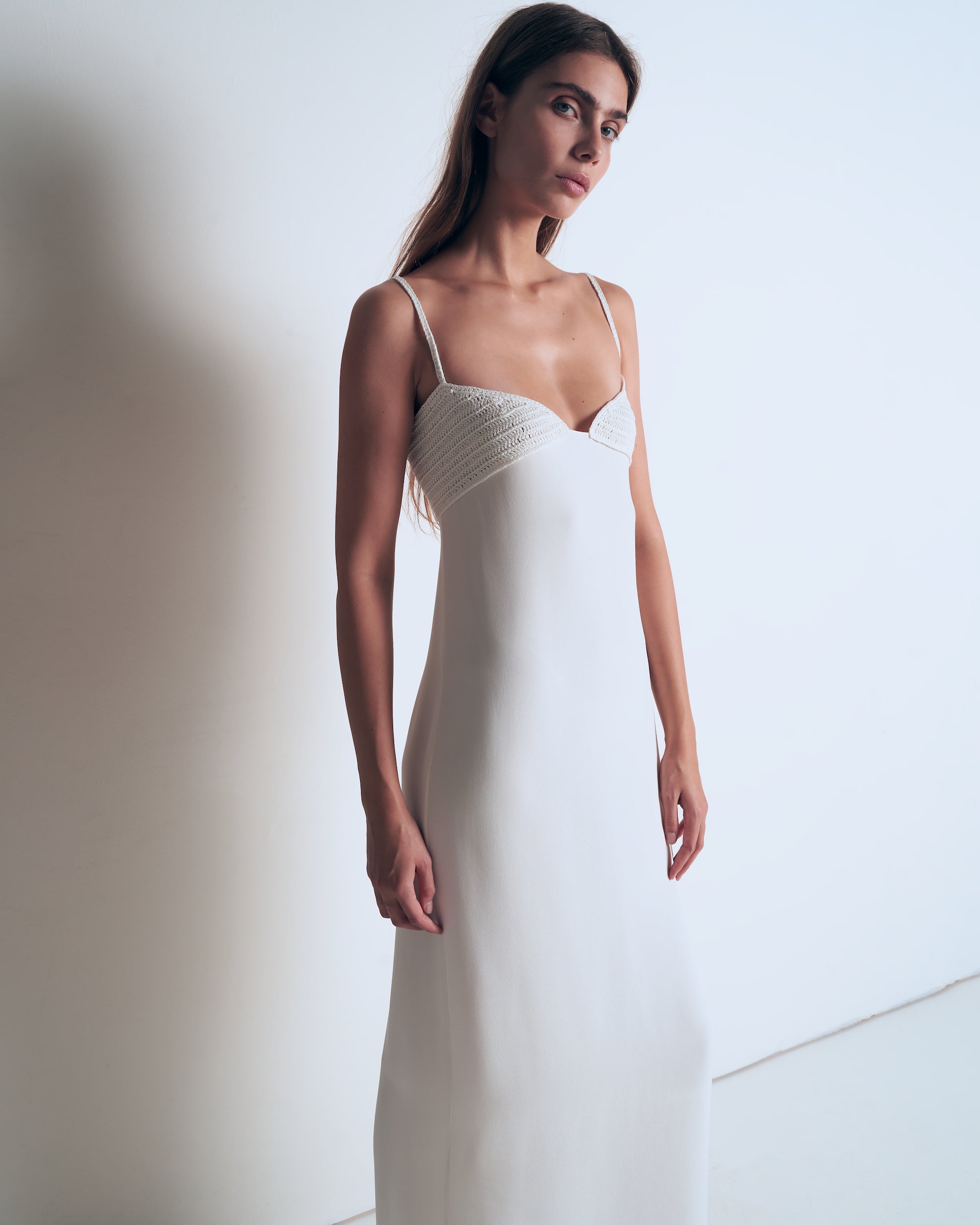 Dress with knitted top