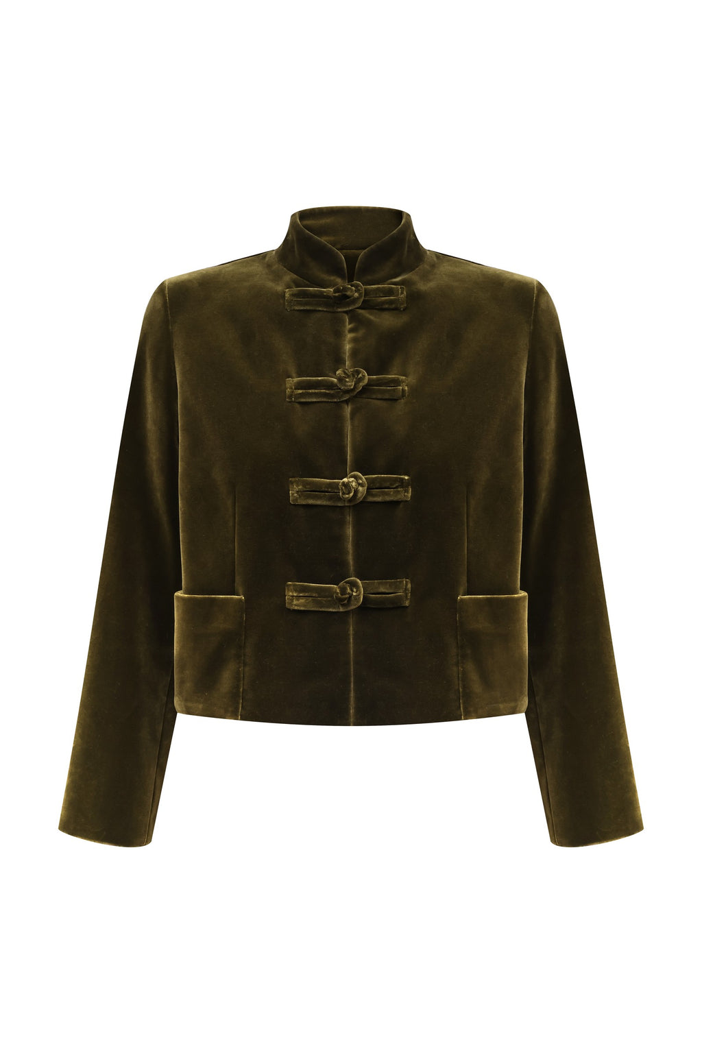 Frog-closure velvet jacket