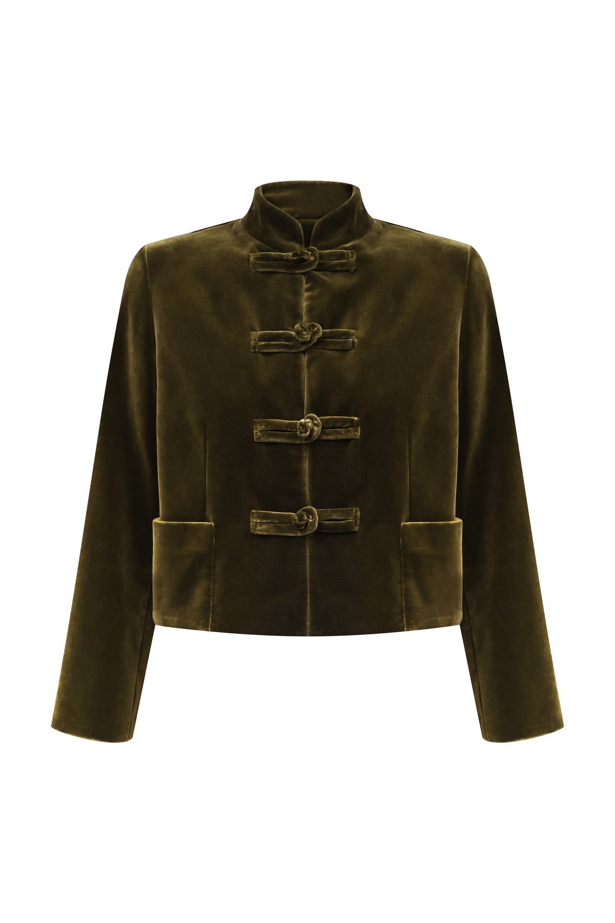 Frog-closure velvet jacket