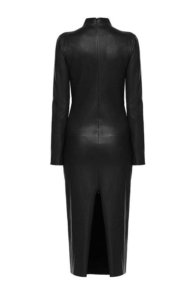 Темно-коричневе шкіряне плаття